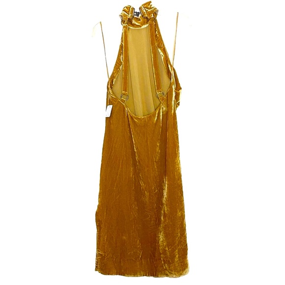 Free People Tongue Tied Dress Size 6 NWT Velvet Sleeveless Halter Open Back - Picture 4 of 16